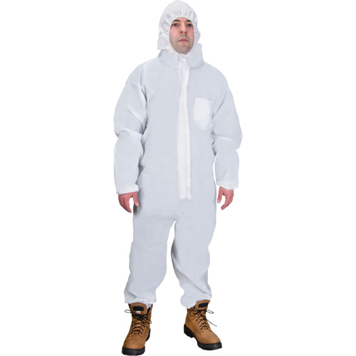 Hooded Coveralls, Medium, White, SMS Pryde Industrial Inc.