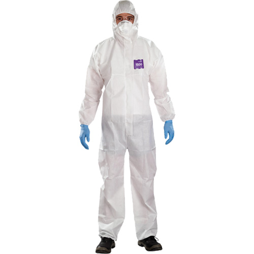 Combinaison 3 pi&egrave;ces avec capuchon AlphaTec Microchem r&eacute;sistant aux produits chimiques, 2T-Grand, Blanc Pryde Industrial Inc.