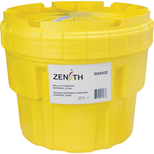 Trousse d'&eacute;quipement de lutte contre les d&eacute;versements, Huile seulement/Universel, Overpack, Absorbance de 20 gal. US Pryde Industrial Inc.