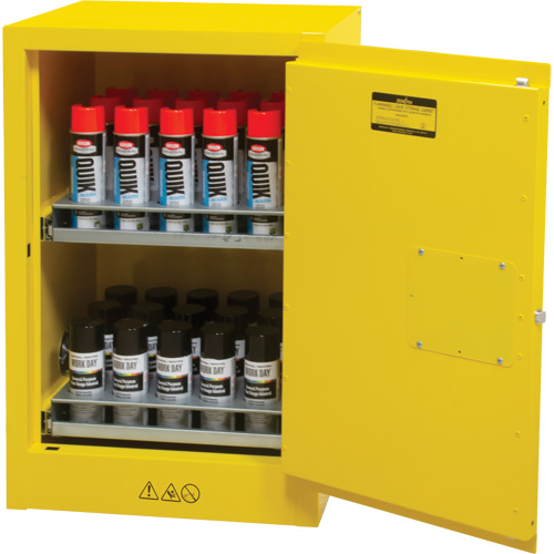 Flammable Aerosol Storage Cabinet, 12 gal., 1 Door, 23" W x 35" H x 18" D Pryde Industrial Inc.
