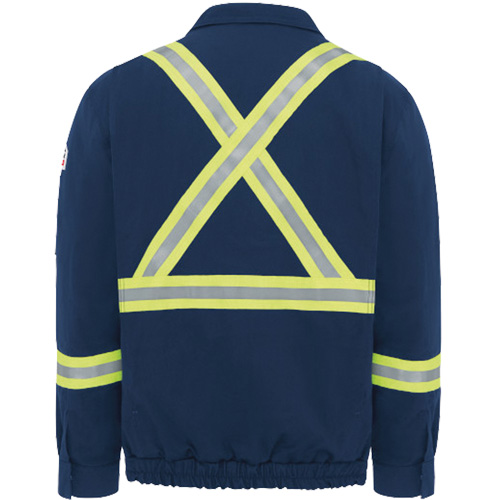 Men's Lined Bomber Jacket with Reflective Trim, Small, Navy Blue, 29 cal/cm² Pryde Industrial Inc.