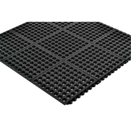 Cushion-Ease&reg; 550 Interlocking Anti-Fatigue Mat, Slotted, 3' x 3' x 3/4", Black, Rubber Pryde Industrial Inc.