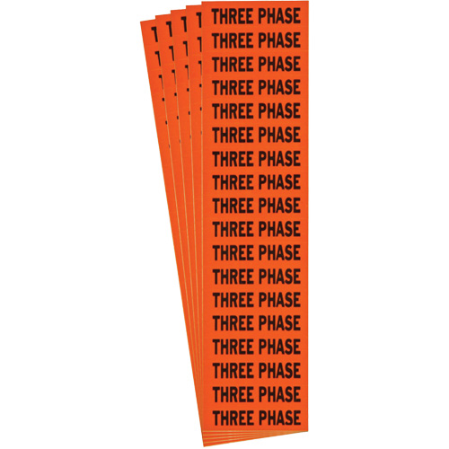 "Three Phase" Conduit & Voltage Labels, 1/2" x 2-1/4", Cloth/Vinyl, English Pryde Industrial Inc.