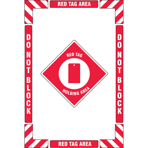 Trousse de marquage du sol ?Red Tag Holding Area? (zone de stockage des &eacute;tiquettes rouges), Adh&eacute;sif, Anglais avec pictogramme Pryde Industrial Inc.