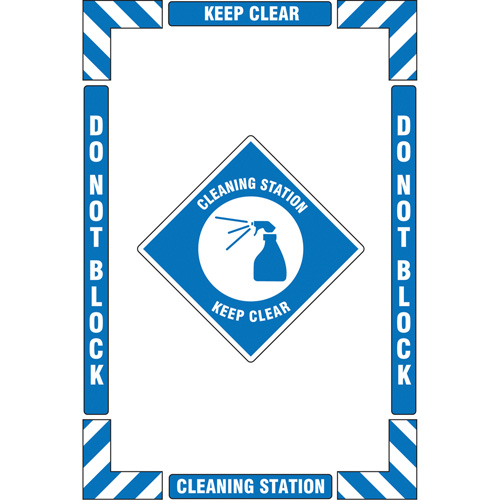 Trousse de marquage du sol ?Cleaning Station? (poste de nettoyage), Adh&eacute;sif, Anglais avec pictogramme Pryde Industrial Inc.