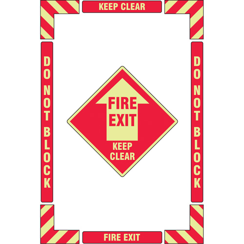 Trousse de marquage du sol ?Fire Exit? (sortie de secours), Adh&eacute;sif, Anglais avec pictogramme Pryde Industrial Inc.
