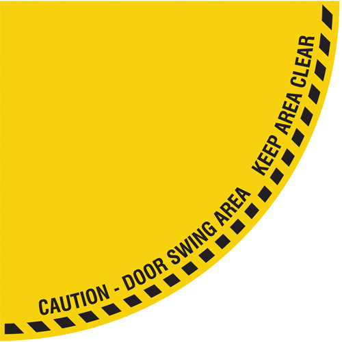 Signalisation au sol ?Caution? (attention) pour porte battante en quart de cercle, Adh&eacute;sif, Anglais avec pictogramme Pryde Industrial Inc.