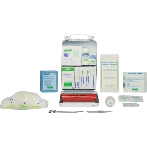 Trousse de premiers soins de base 16 unit&eacute;s, R&eacute;pond &agrave; la norme CSA Z1220-17 type 2 environnements &agrave; faible risque, Petit (2-25 travailleurs) Pryde Industrial Inc.