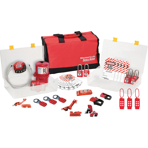 Trousse de cadenassage avec cadenas en thermoplastique de qualit&eacute; sup&eacute;rieure Zenex, Ensemble &eacute;lectrique, 27 composants compris Pryde Industrial Inc.