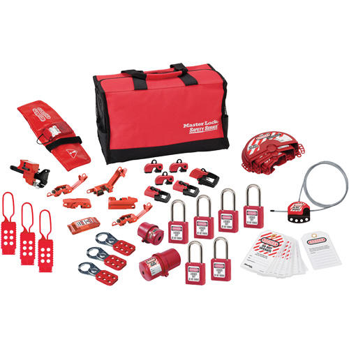 Trousse de cadenassage avec cadenas en thermoplastique de qualit&eacute; sup&eacute;rieure Zenex, Ensemble &eacute;lectrique/Vanne, 34 composants compris Pryde Industrial Inc.