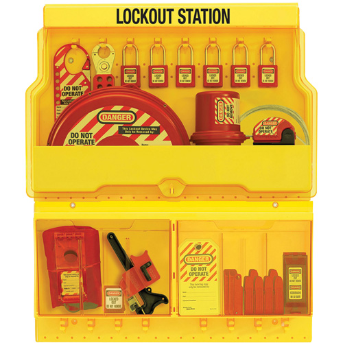 Station de cadenassage pour vannes et appareils &eacute;lectriques de luxe standard, Cadenas Thermoplastique, Capacit&eacute; de 32, Cadenas Compris Pryde Industrial Inc.