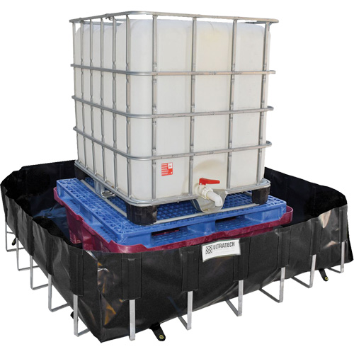 Berme de confinement des d&eacute;versements Ultra-IBC Berm, Capacit&eacute; 400 gal. US, 6' la x 6' lo x 18" h, Support en L Pryde Industrial Inc.
