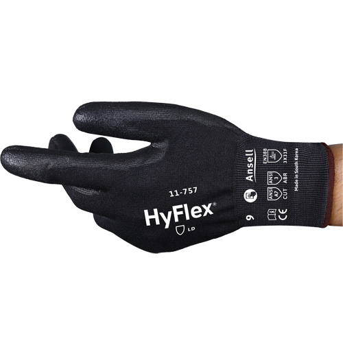 Gants r&eacute;sistant aux coupures Hyflex 11-757, Taille 8, Calibre 18, Rev&ecirc;tement Polyur&eacute;thane, Enveloppe en Intercept, ASTM ANSI niveau A7/EN 388 niveau F Pryde Industrial Inc.