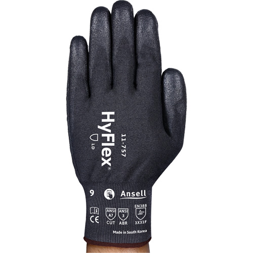 Gants r&eacute;sistant aux coupures Hyflex 11-757, Taille 8, Calibre 18, Rev&ecirc;tement Polyur&eacute;thane, Enveloppe en Intercept, ASTM ANSI niveau A7/EN 388 niveau F Pryde Industrial Inc.