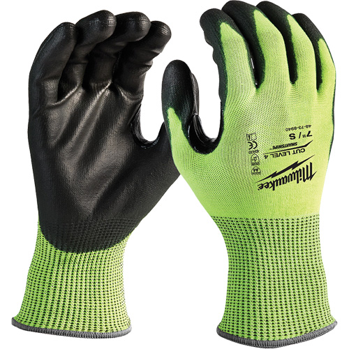 High-Visibility Cut-Resistant Gloves, Size Small, 13 Gauge, Nitrile/Polyurethane Coated, Polyethylene Shell, ANSI/ISEA 105 Level 4 Pryde Industrial Inc.