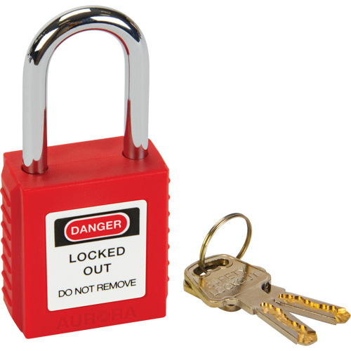 Verrouillage pour les consignations, Cadenas de s&eacute;curit&eacute;, Cl&eacute;s diff&eacute;rentes, Thermoplastique, Largeur de 1-1/2" Pryde Industrial Inc.