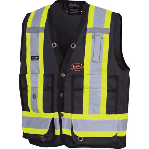 6692BK Surveyor's Safety Vest, Black, Medium, Polyester Pryde Industrial Inc.