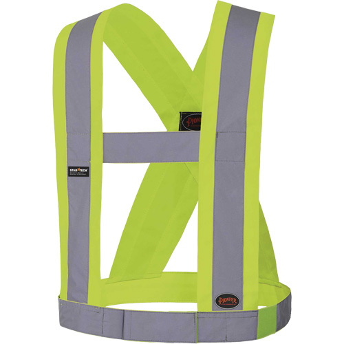 5492 Bretelles de s&eacute;curit&eacute; r&eacute;glable de 4" de large, R&eacute;pond ou surpasse la norme CSA Z96 classe 2 - niveau 2, Jaune lime haute visibilit&eacute;, Couleur r&eacute;fl&eacute;chissante Argent, Taille unique Pryde Industrial Inc.