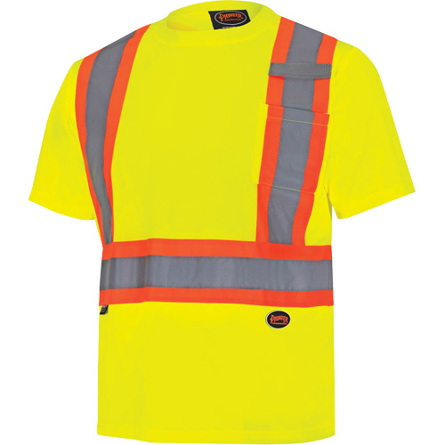 6991 Bird's-Eye Safety Shirt, Polyester, 3X-Large, High Visibility Lime-Yellow Pryde Industrial Inc.