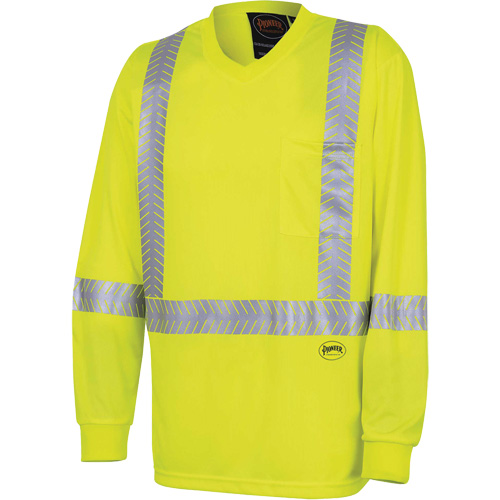 6905A Ultra-Cool Ultra-Breathable Long-Sleeved Safety Shirt, X-Small, High Visibility Lime-Yellow Pryde Industrial Inc.