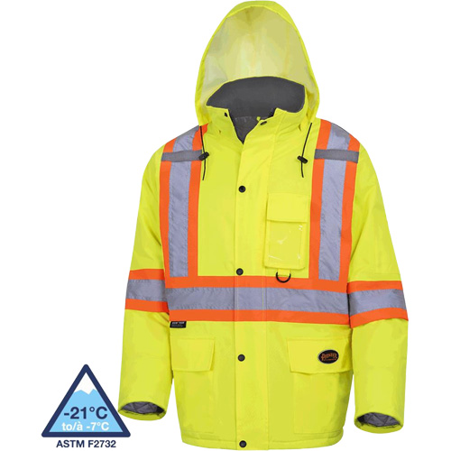 5031 Manteau de s&eacute;curit&eacute; matelass&eacute; imperm&eacute;able, Jaune lime haute visibilit&eacute;, Petit Pryde Industrial Inc.