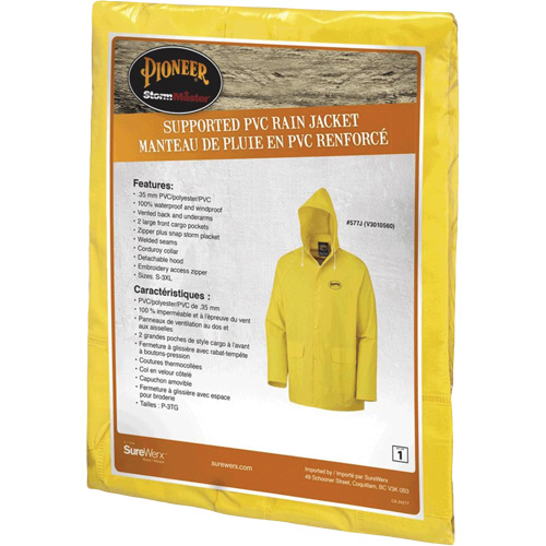 577J Rain Jacket, Polyester/PVC, Small, Yellow Pryde Industrial Inc.