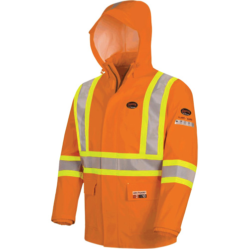 5880 Manteau de pluie ignifuge et protection contre les &eacute;clats d'arc &eacute;lectrique, T-petit, Orange haute visibilit&eacute;, 10 cal/cm² Pryde Industrial Inc.