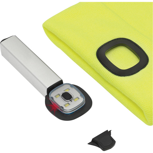 5676 Knit Toque with LED Headlight, Fleece Lining, One Size, High Visibility Yellow Pryde Industrial Inc.