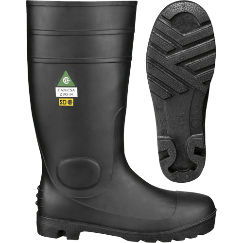 1022 Safety Boots, PVC, Steel Toe, Size 10, Puncture Resistant Sole Pryde Industrial Inc.