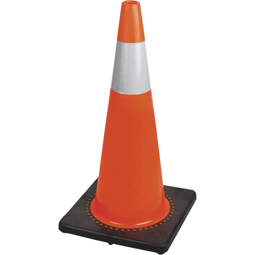 183N C&ocirc;ne de s&eacute;curit&eacute; flexible de premi&egrave;re qualit&eacute;, 28", Orange, Bande(s) r&eacute;fl&eacute;chissante(s) 4" Pryde Industrial Inc.