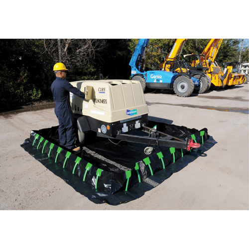 Ultra-Containment Berm&reg;, 748 US gal. Capacity, 10' W x 10' L x 12" H, Stake Wall Pryde Industrial Inc.