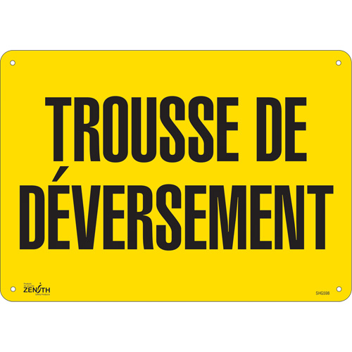 Enseigne  Trousse de d&eacute;versement , 10" x 14", Plastique, Français Pryde Industrial Inc.