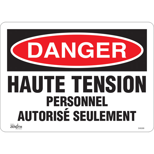 Enseigne  Haute tension , 10" x 14", Vinyle, Français Pryde Industrial Inc.
