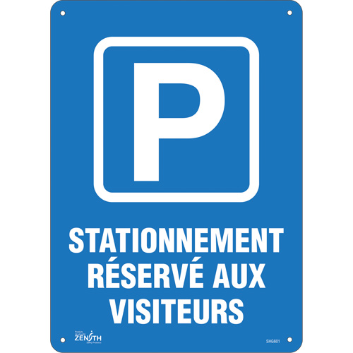 Enseigne  Stationnement r&eacute;serv&eacute; aux visiteurs , 10" x 14", Plastique, Français avec pictogramme Pryde Industrial Inc.