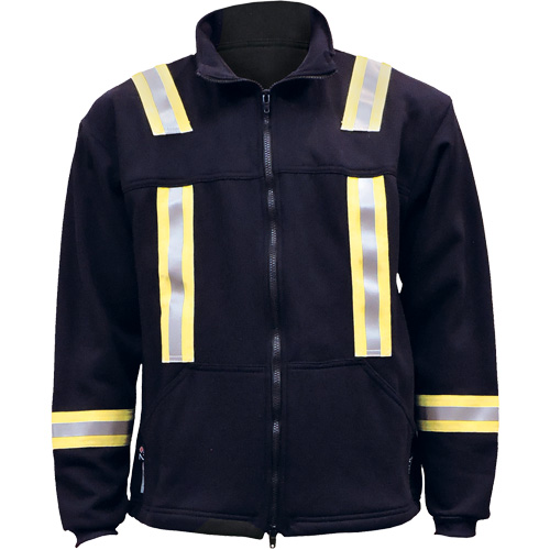 Flame Resistant Striped Full Zip Fleece Jacket, Large (Tall), Navy Blue Pryde Industrial Inc.