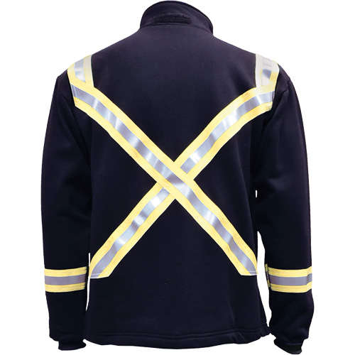 Flame Resistant Striped Full Zip Fleece Jacket, Large (Tall), Navy Blue Pryde Industrial Inc.