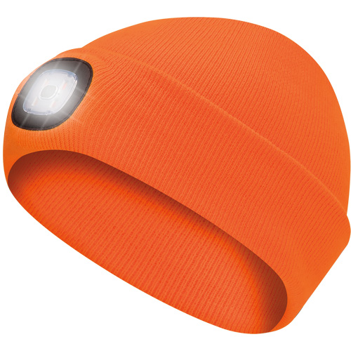 5675 Knit Toque with LED Headlight, Fleece Lining, One Size, High Visibility Orange Pryde Industrial Inc.