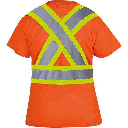 6948 Women's Bird's-Eye Safety T-Shirt, Polyester, X-Small, High Visibility Orange Pryde Industrial Inc.