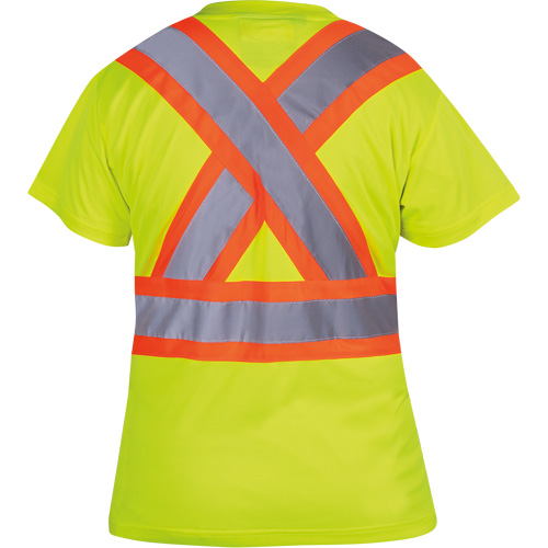 6949 Women's Bird's-Eye Safety T-Shirt, Polyester, X-Small, High Visibility Lime-Yellow Pryde Industrial Inc.