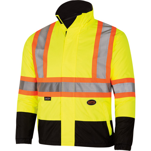 5771 Waterproof Reversible Safety Jacket, Polyester/Polyurethane, High Visibility Lime-Yellow, Small Pryde Industrial Inc.