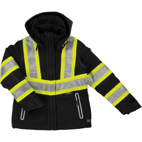 Womens Insulated Flex Safety Jacket, Polyester, Black, Small Pryde Industrial Inc.