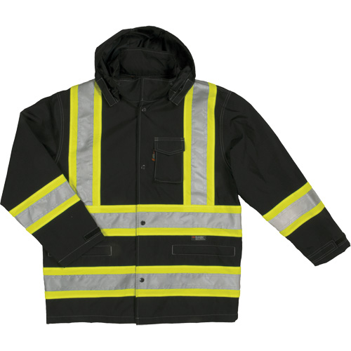 Ripstop Safety Rain Jacket, Polyester, X-Small, Black Pryde Industrial Inc.