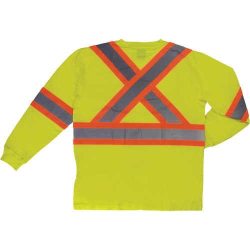 Long Sleeve Safety T-Shirt, Cotton, X-Small, High Visibility Lime-Yellow Pryde Industrial Inc.