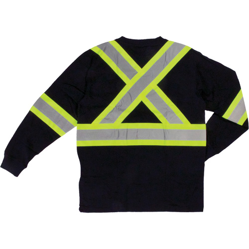 Long Sleeve Safety T-Shirt, Cotton, X-Small, Black Pryde Industrial Inc.
