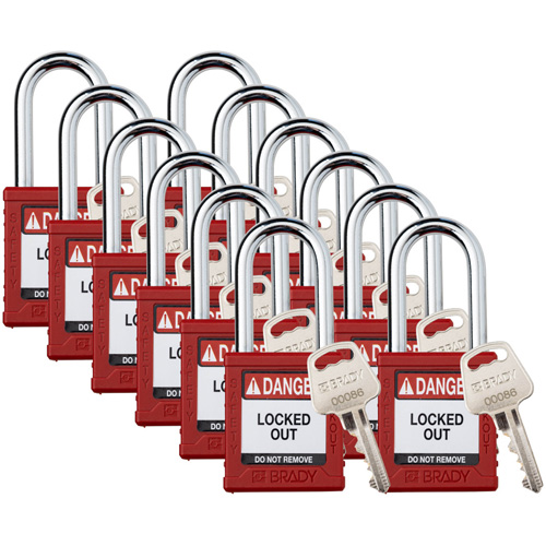 Cadenas de verrouillage Velocity, Rouge, Cl&eacute;s diff&eacute;rentes, Nylon, Largeur de 1-1/2" Pryde Industrial Inc.
