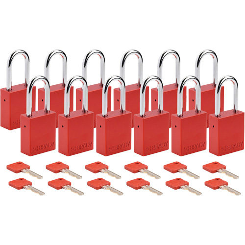Cadenas de verrouillage Velocity, Rouge, Cl&eacute;s identiques, Aluminium, Largeur de 1-1/2" Pryde Industrial Inc.