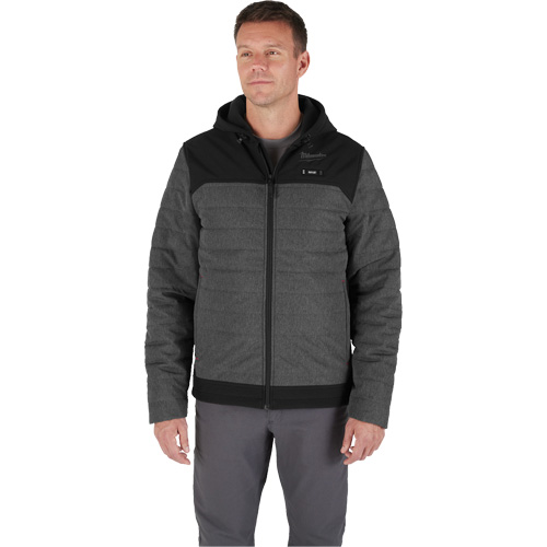 Veste chauffante M12 QuietShell avec pile, Hommes, Petit, Gris Pryde Industrial Inc.