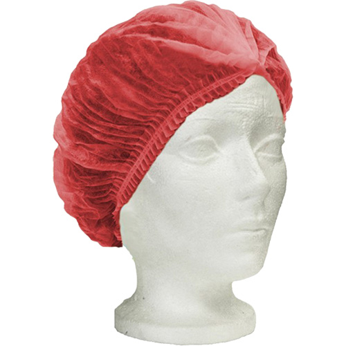 RONCO Care Pleated Bouffant Cap, Polypropylene, 24", Red Pryde Industrial Inc.