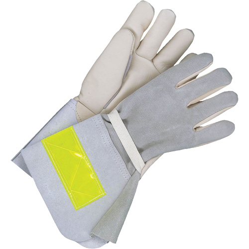 Lined Utility Gloves with 5" Cuff, Grain Cowhide, Size 10 Pryde Industrial Inc.