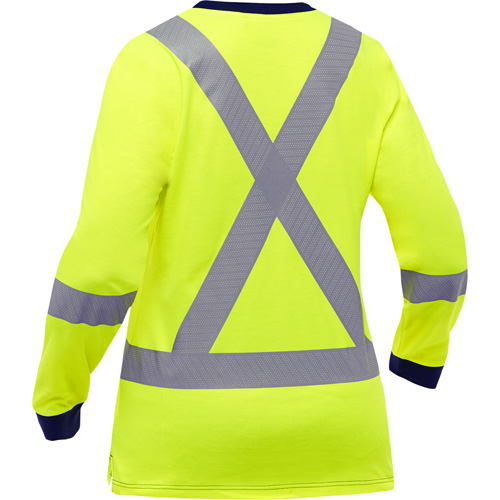 Bisley&reg; Women's X-Back Long Sleeve Shirt, Poly-Cotton, Small, High Visibility Lime-Yellow Pryde Industrial Inc.